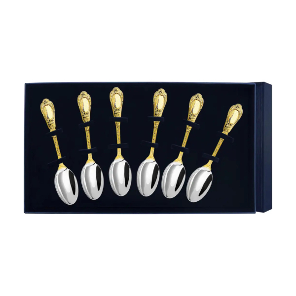 Набор чайной ложки Фамильная с позолотой из серебра 925 пробы