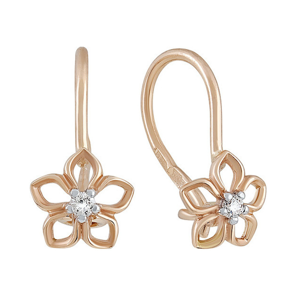 Золотые серьги с фианитом № 134343