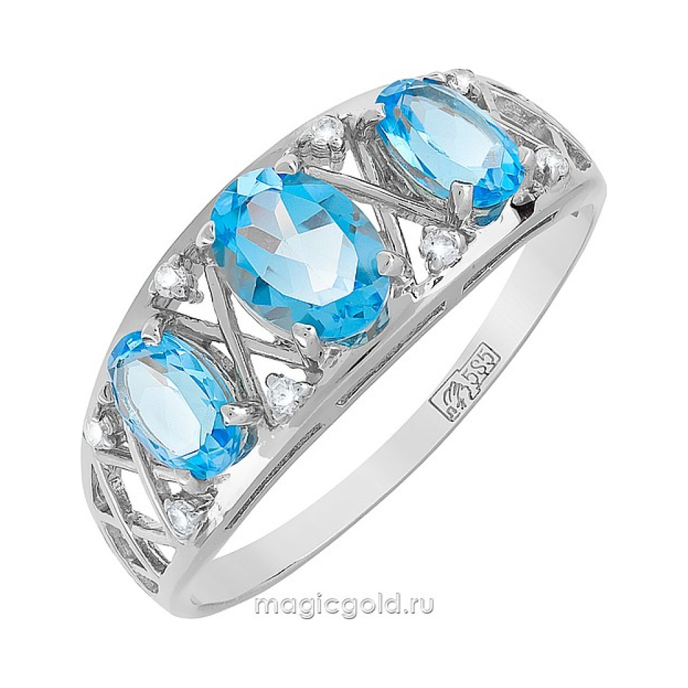 Золотое кольцо с топазом и фианитом № 119673