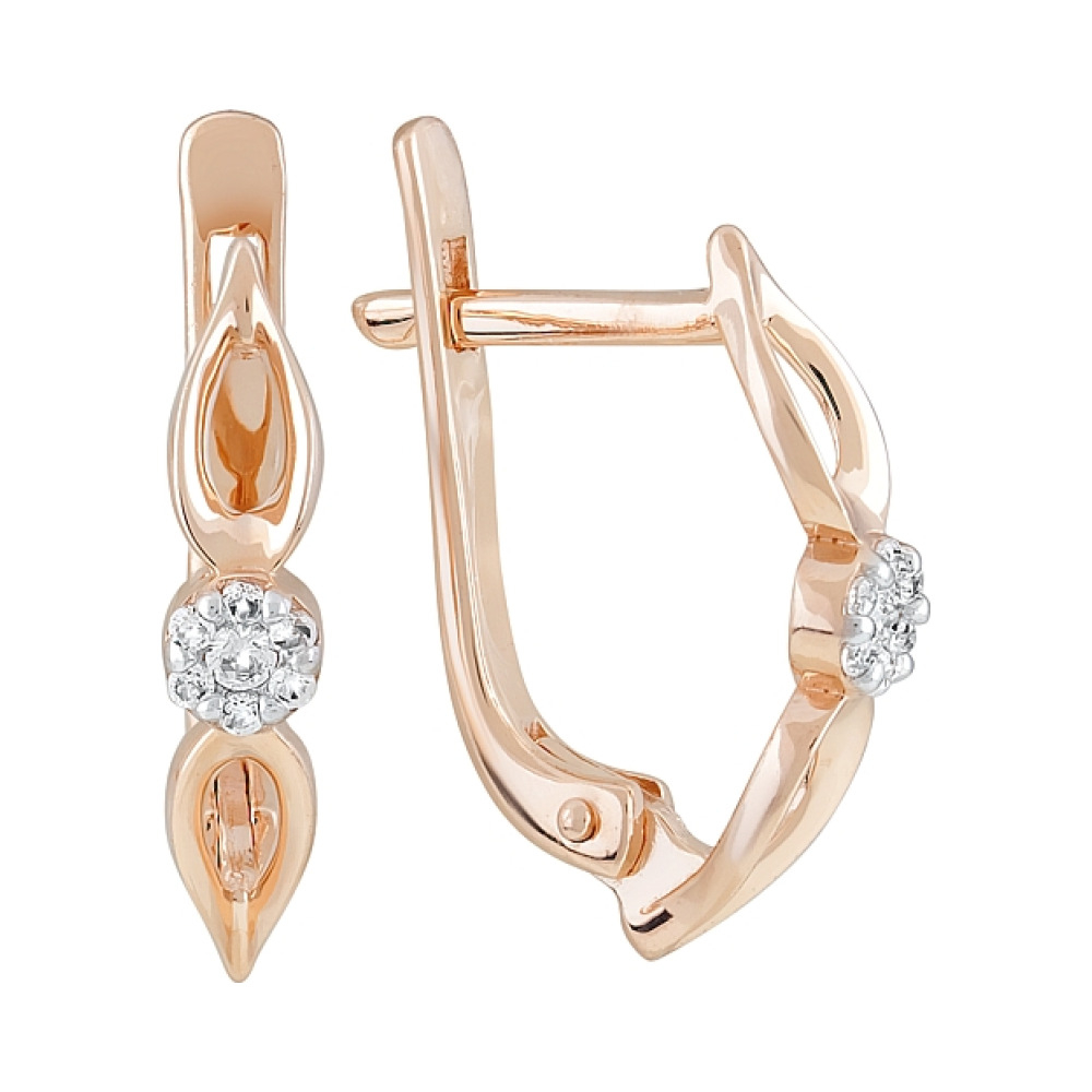 Золотые серьги с фианитами № 121926