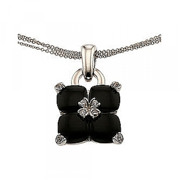 Серебряное колье с агатом и фианитом № 33691