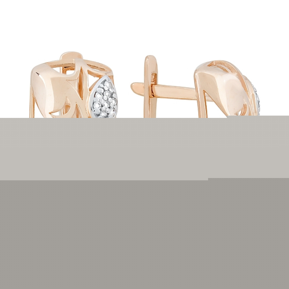 Золотые серьги с бриллиантом № 141591