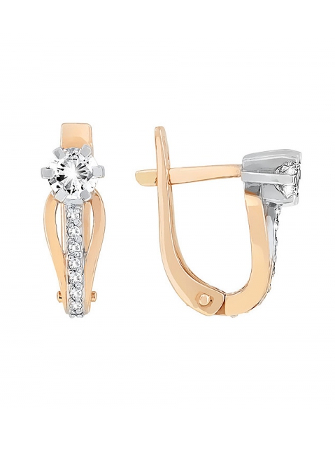 Золотые серьги с бриллиантом № 112552