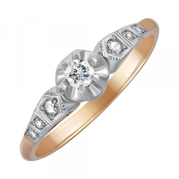 Золотое кольцо с бриллиантом № 4239