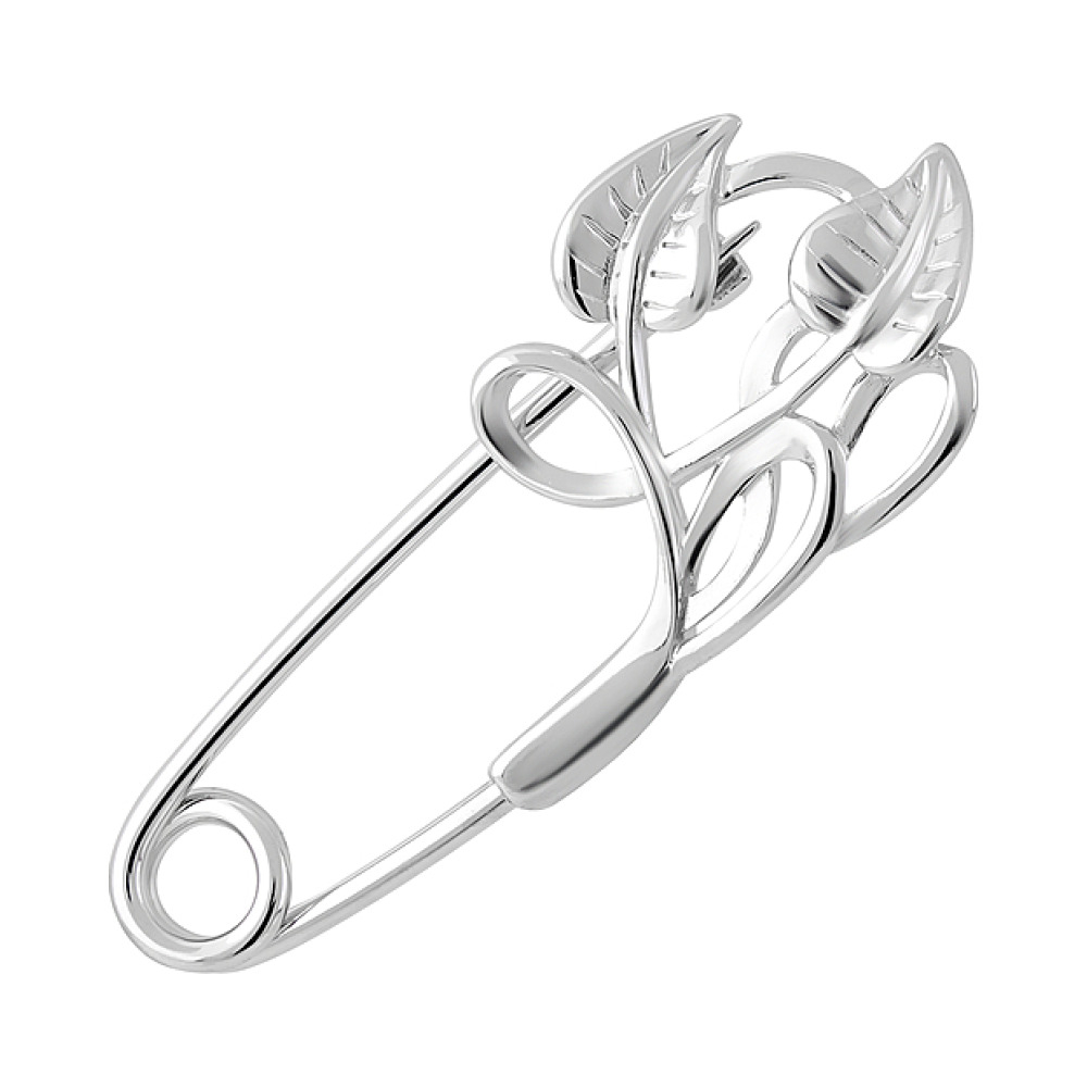 Серебряная брошь без камня № 127465