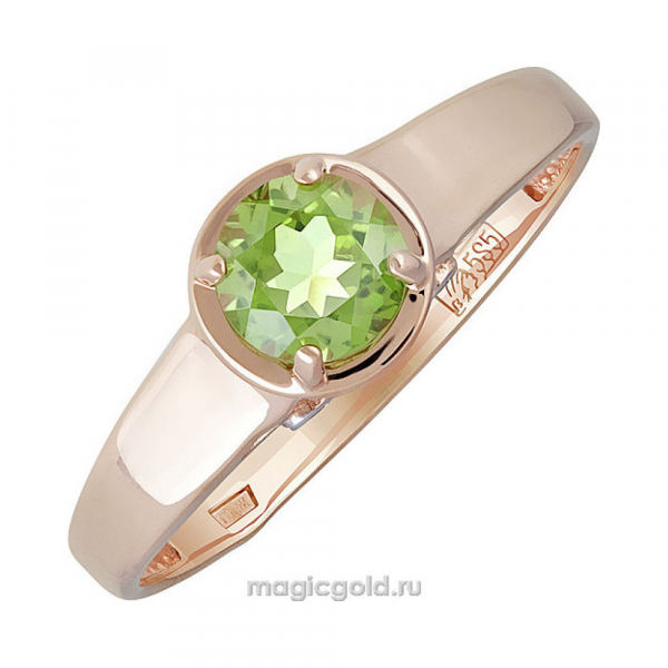 Золотое кольцо с хризолитом и фианитом № 139188