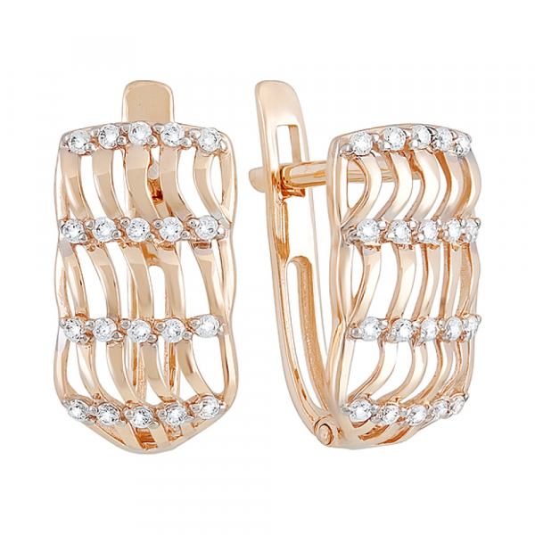 Золотые серьги с фианитом № 130071