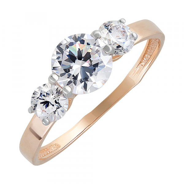 Золотое кольцо с фианитами № 131930