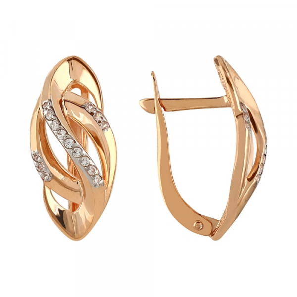 Золотые серьги с фианитами № 107675