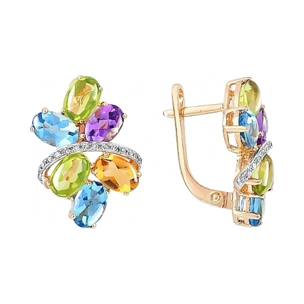  серьги с полудрагоценными камнями и брилл. № 115403