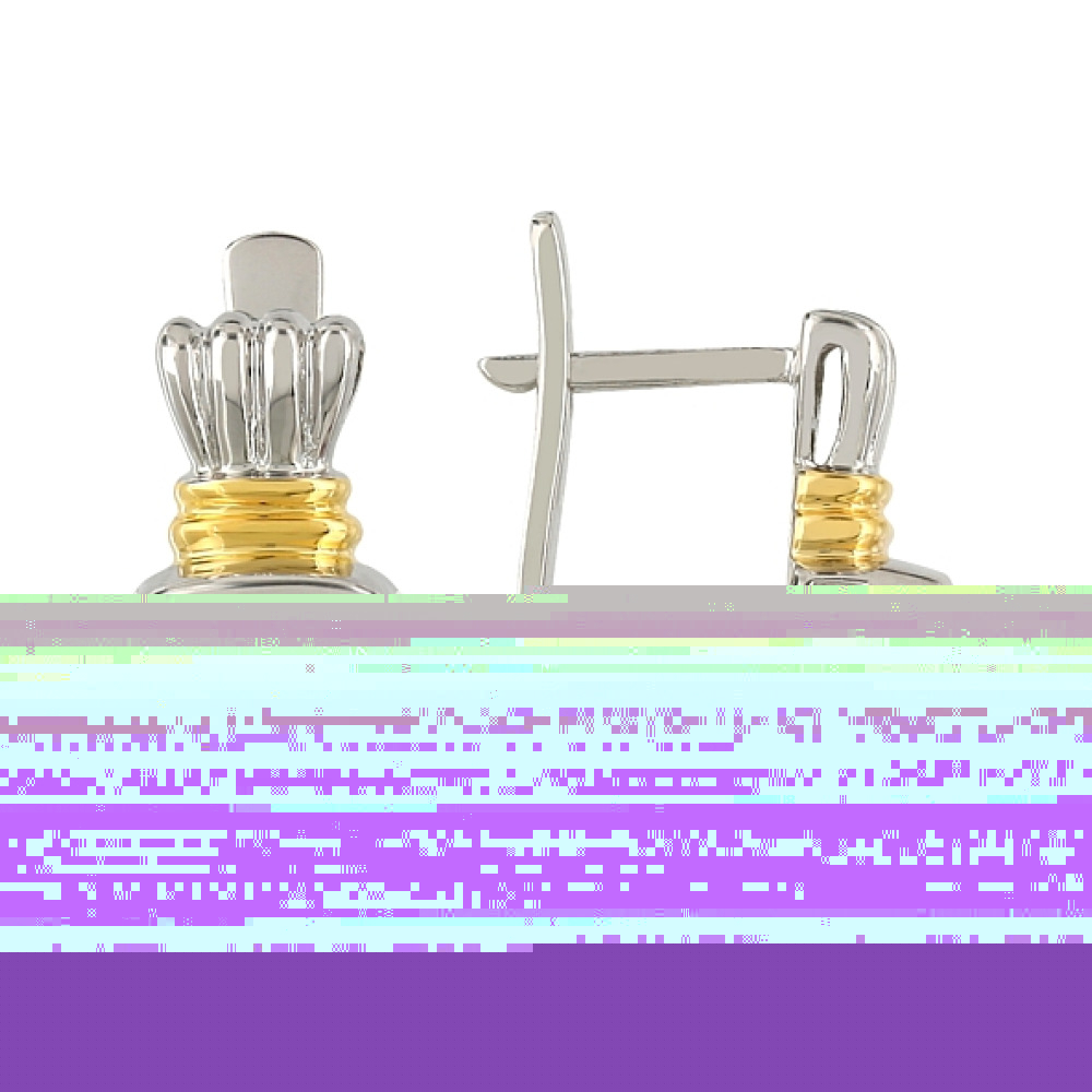 Серебряные серьги с фианитом и золотым покрытием № 107148