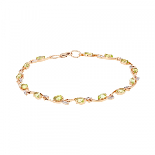 Золотой браслет с хризолитом и фианитом № 108163