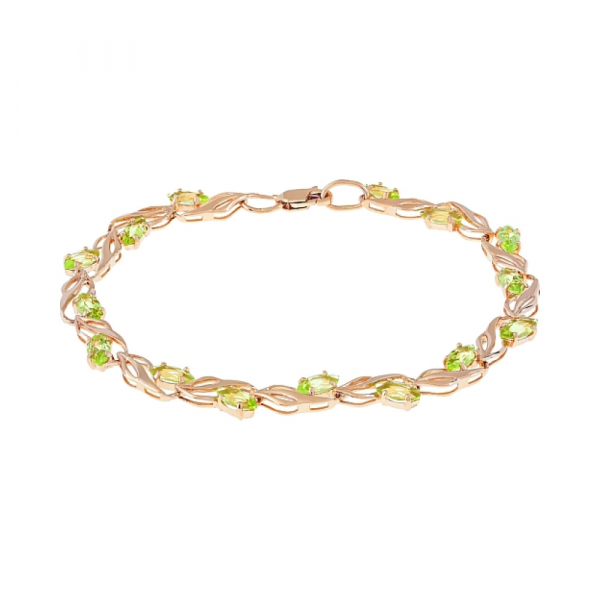 Золотой браслет с хризолитом № 112593