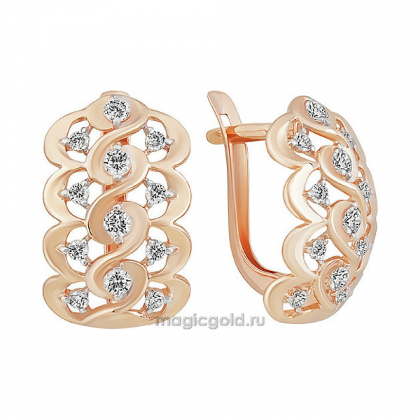 Золотые серьги с фианитом № 155788
