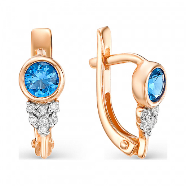 Золотые серьги с фианитом № 156395