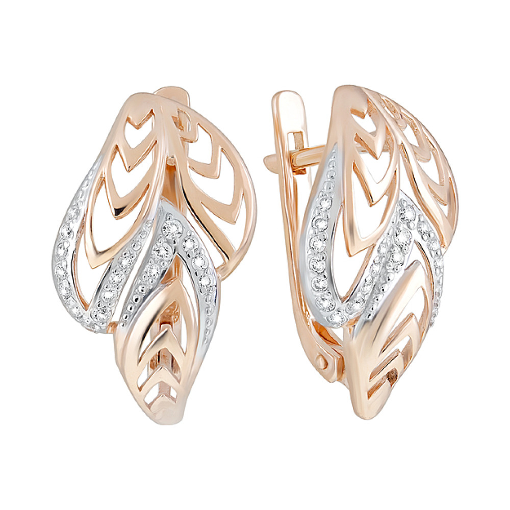 Золотые серьги с фианитами № 126409