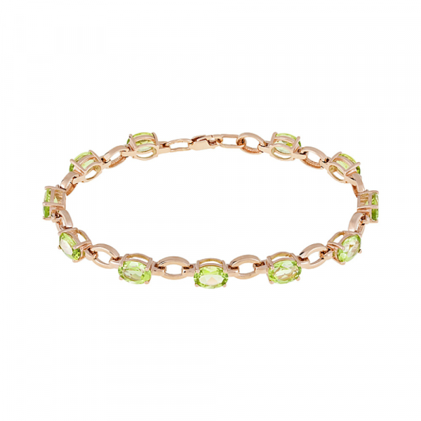 Золотой браслет с хризолитом № 121107