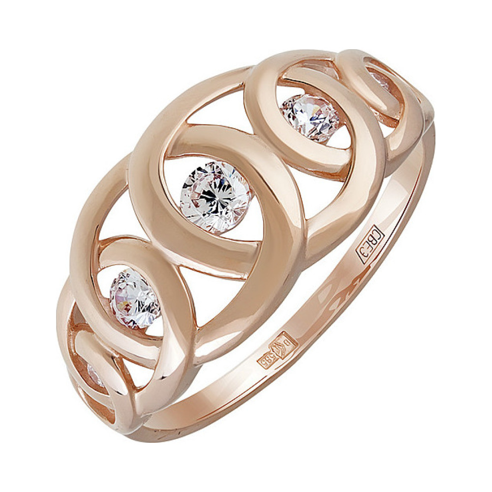 Золотое кольцо с фианитом № 137906