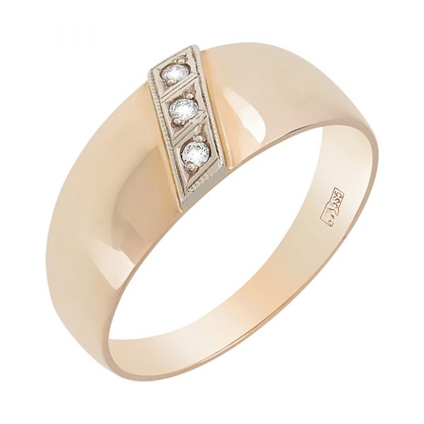 Золотое кольцо с бриллиантом чалма № 4456