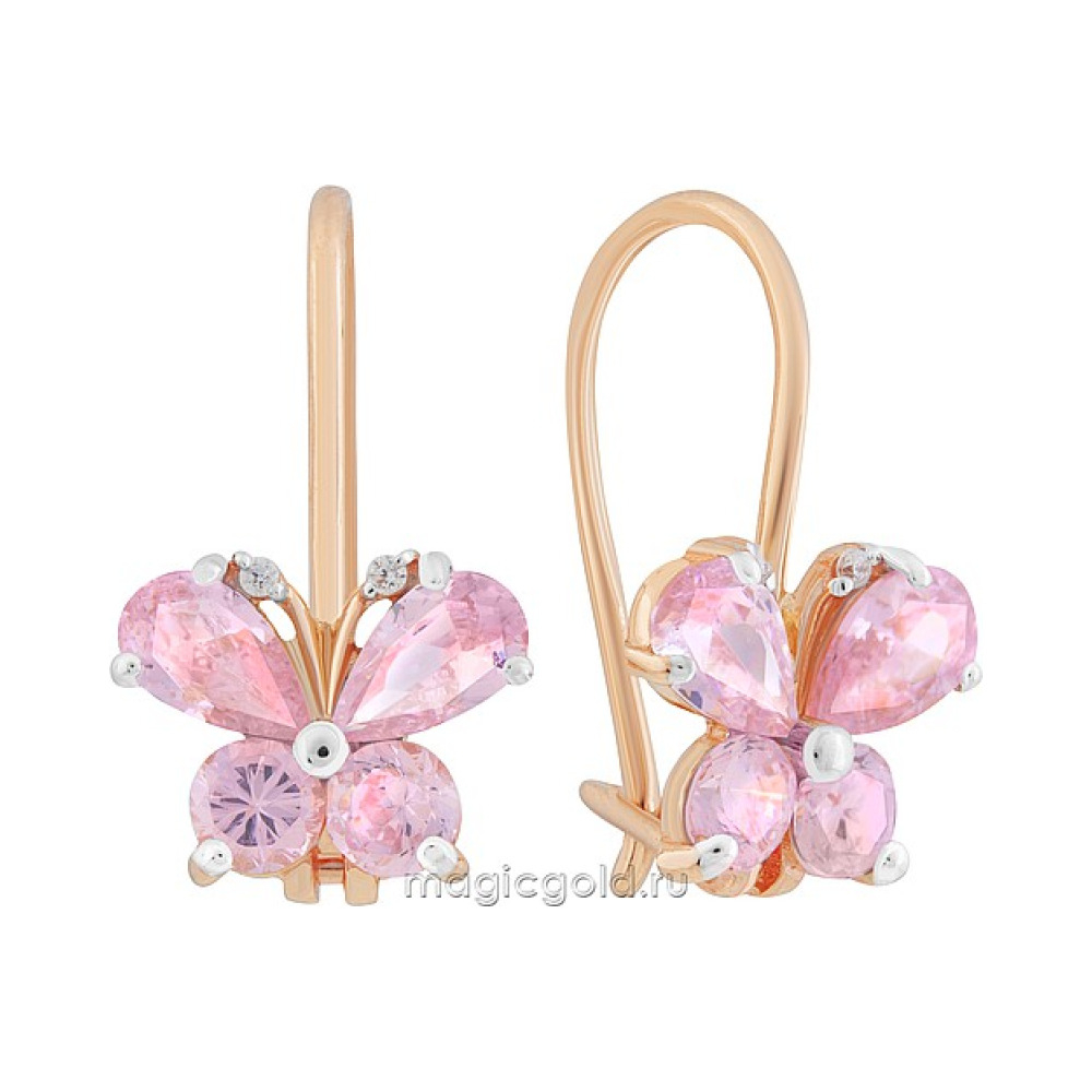 Золотые серьги с фианитом № 172562