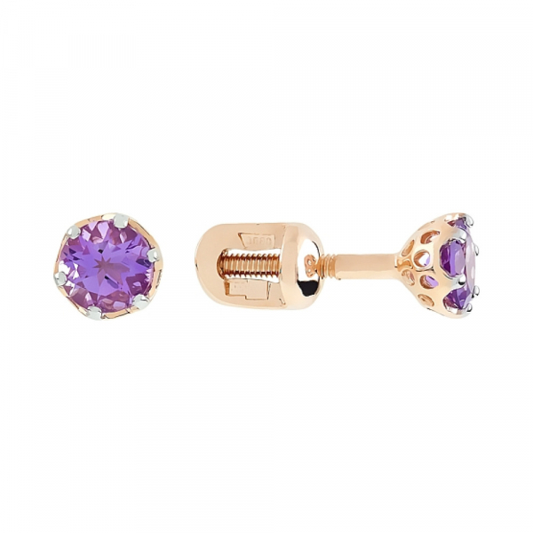 Пуссеты с аметистом № 112027