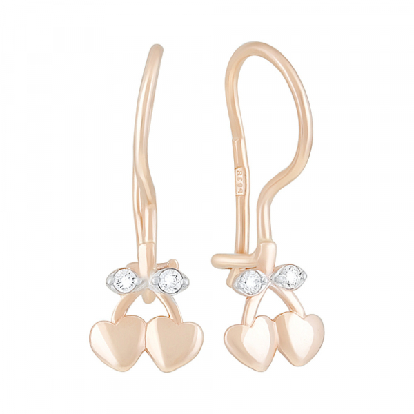 Золотые серьги с фианитами № 126770