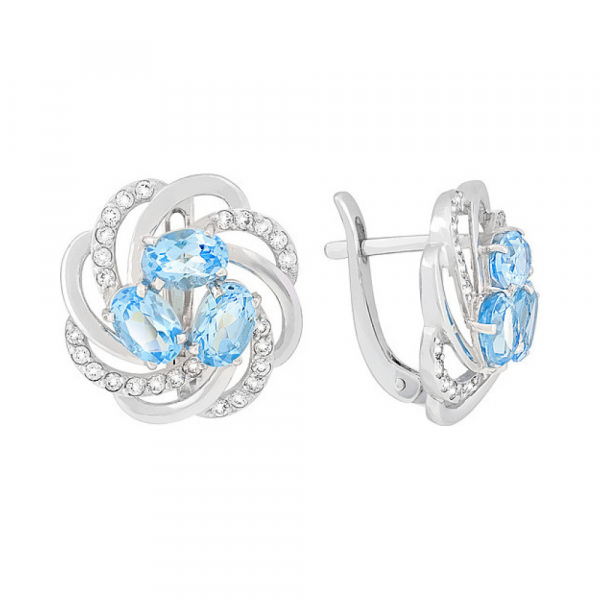 Золотые серьги с топазом и фианитом № 117861