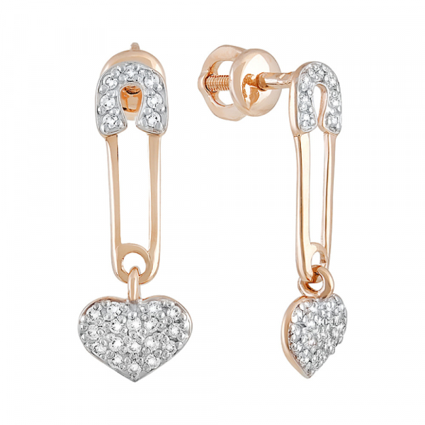 Золотые серьги с фианитом № 130058