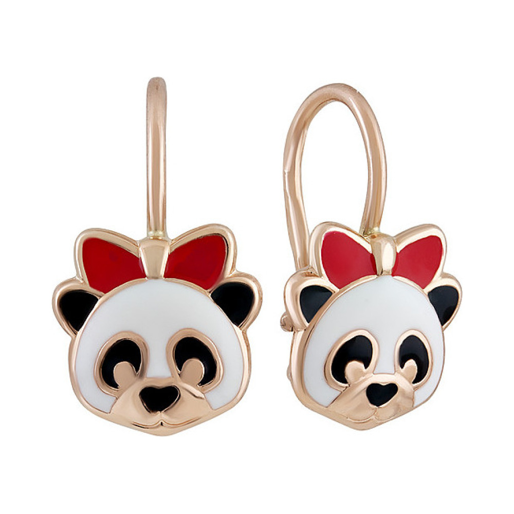 Золотые серьги с эмалью № 135983