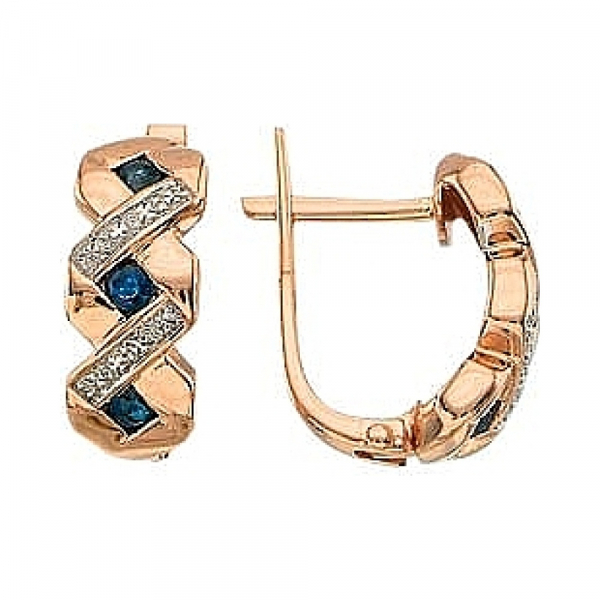 Золотые серьги с сапфиром № 3563