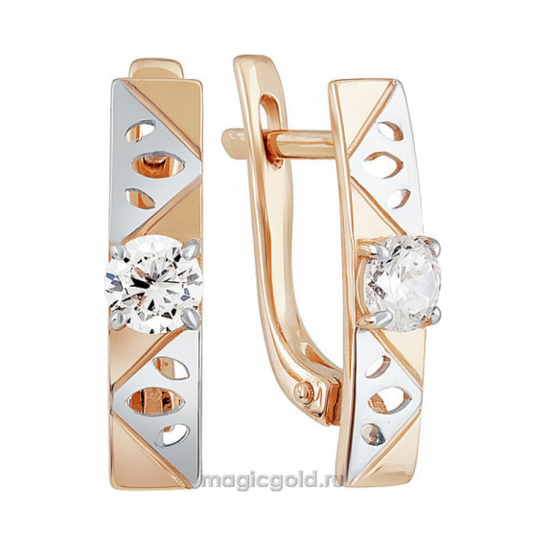 Золотые серьги с фианитом № 137790