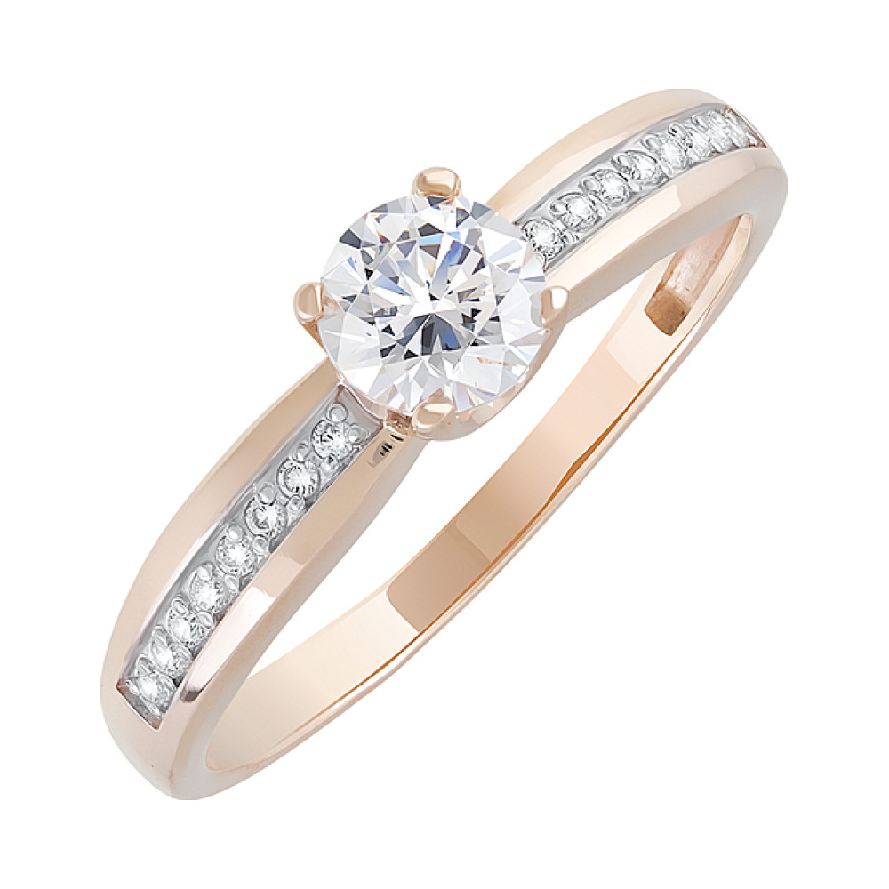 Золотое кольцо с кристаллами swarovski № 128777