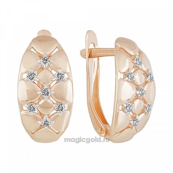 Золотые серьги с фианитом № 160255