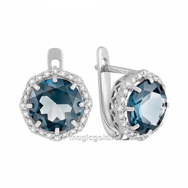 Золотые серьги с топазом и фианитом № 134507