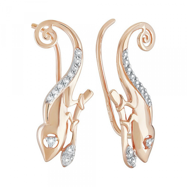 Золотые серьги с фианитом № 136990