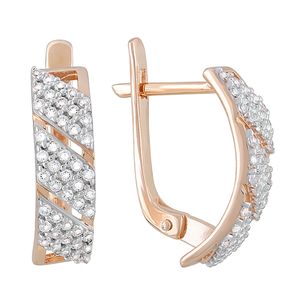 Золотые серьги с фианитами № 123342