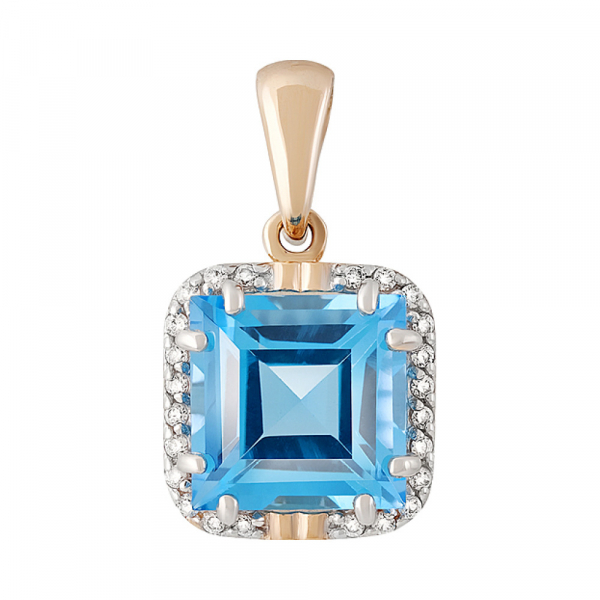 Золотая подвеска с топазом и фианитом № 129443