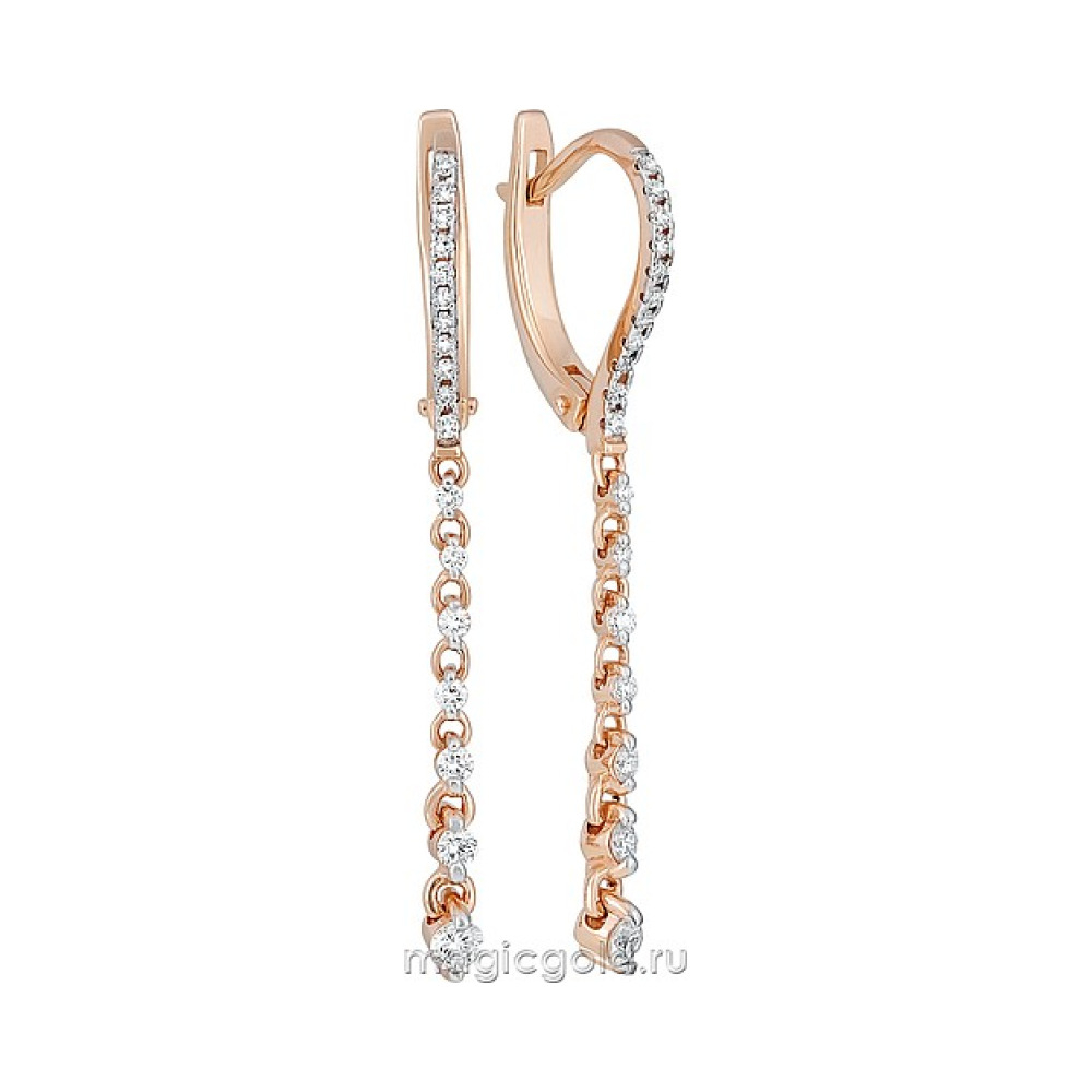 Золотые серьги с бриллиантом № 140293