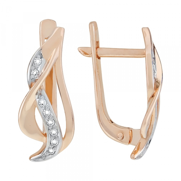 Золотые серьги с фианитами № 116584