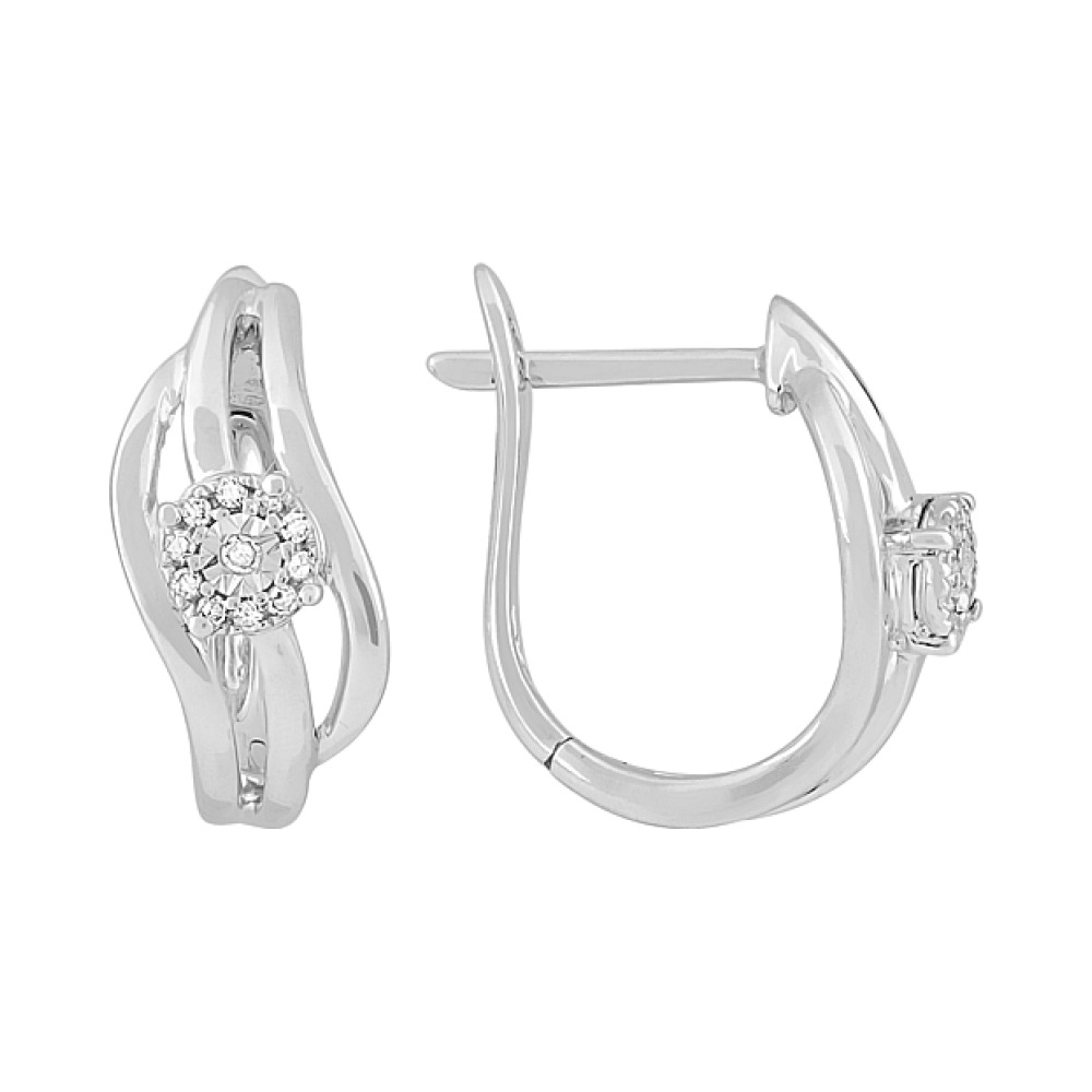 Золотые серьги с бриллиантом № 115255