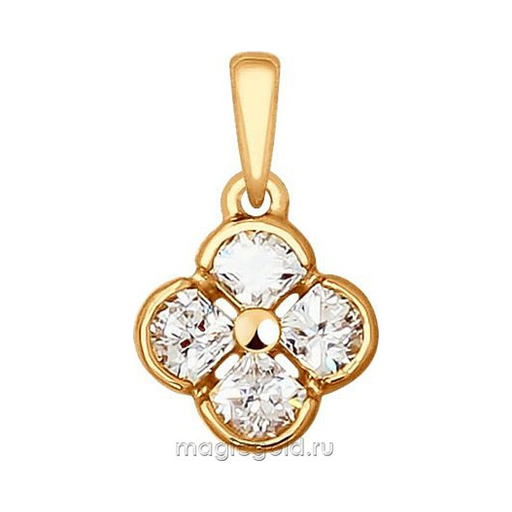 Золотая подвеска с кристаллом swarovski № 161654