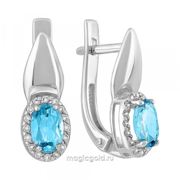 Золотые серьги с топазом и фианитом № 142161