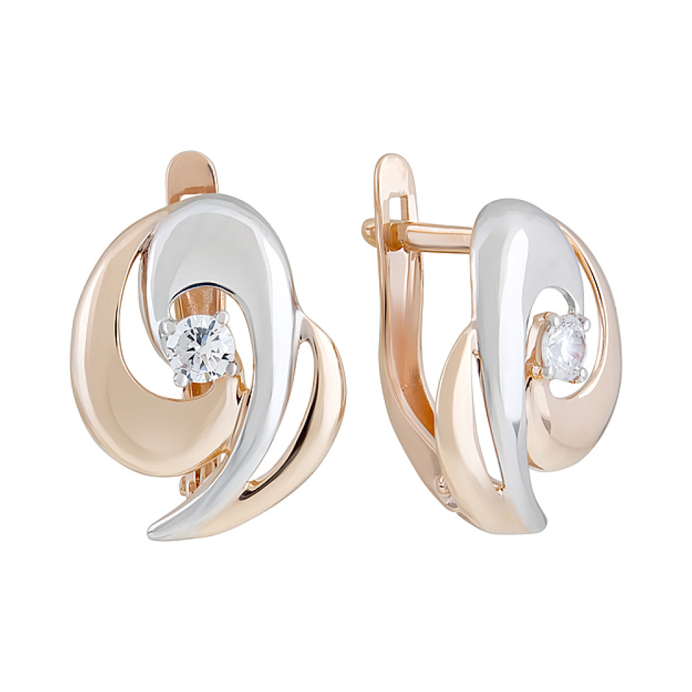 Золотые серьги с фианитом № 127807