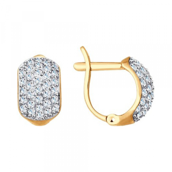 Золотые серьги с фианитом № 155675