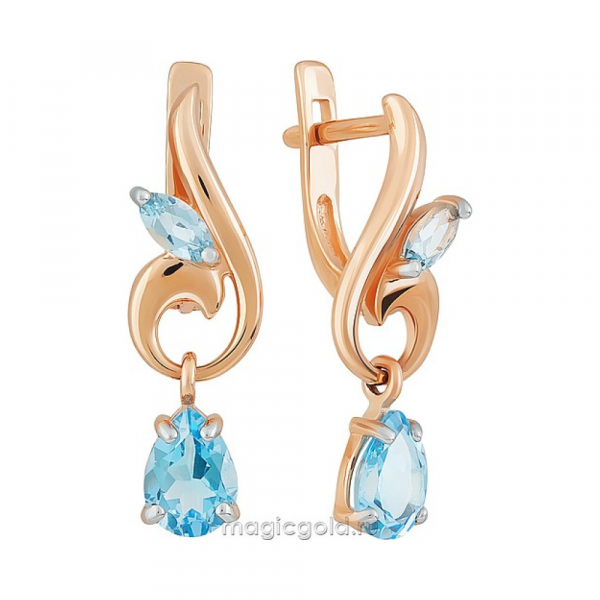 Золотые серьги с топазом № 164204