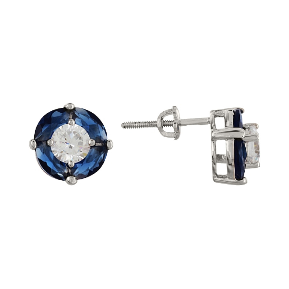 Серебряные серьги с фианитом № 101080