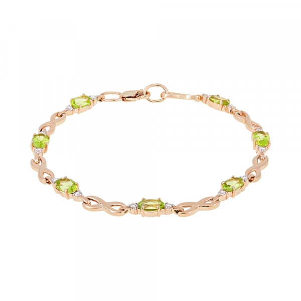 Золотой браслет с хризолитом и фианитом № 108162