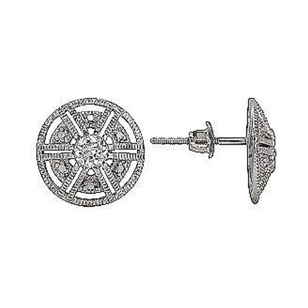 Серебряные серьги с фианитом № 75206