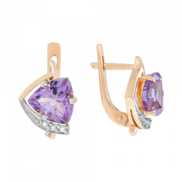 Серьги с аметистом и фианитом № 83963