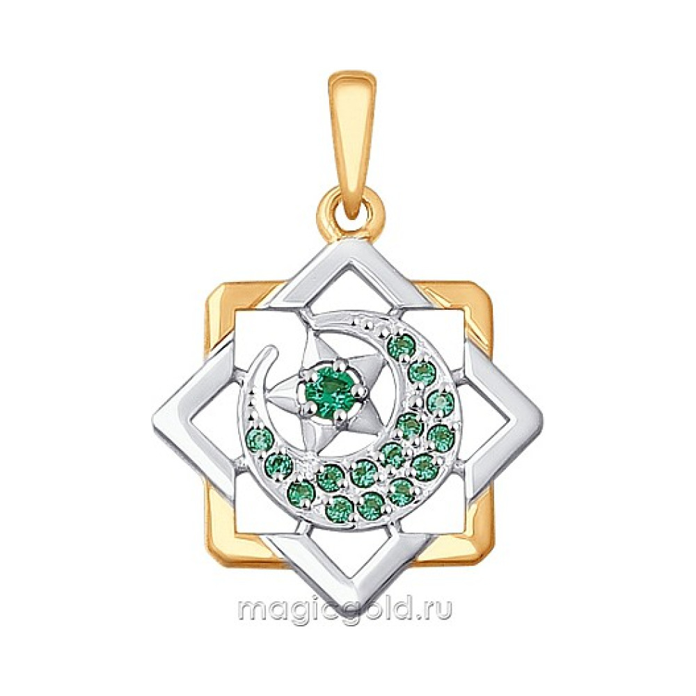 Золотая подвеска с фианитом № 164556